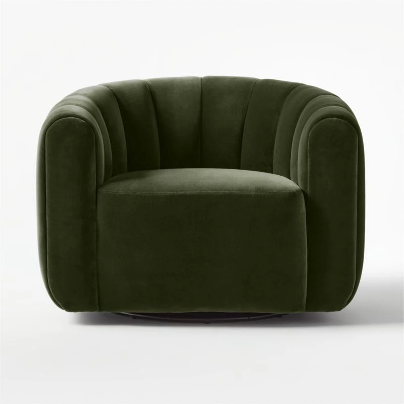 Fitz Channeled Green Velvet Swivel Chair 5 Fitz Channeled Green Velvet Swivel Chair - Image 3