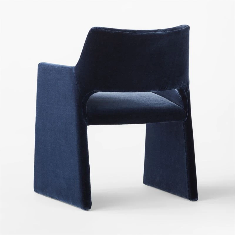 Foley Faux Mohair Navy Dining Armchair Set Of 4 4 Foley Faux Mohair Navy Dining Armchair Set Of 4 - Image 2