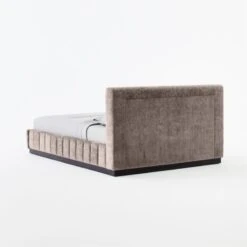 Forte Channeled Grey Velvet Queen Bed -Home Series Shop ForteGreyLushNickelQBed3QBSSS21