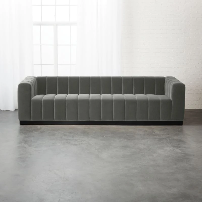 Forte 101" Extra-Large Channeled Sofa With Black Legs Luca Storm 4 Forte 101" Extra-Large Channeled Sofa With Black Legs Luca Storm - Image 2