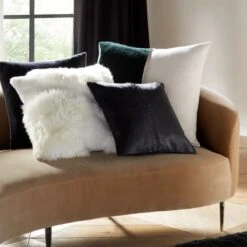 Tack Black Leather Throw Pillow With Down-Alternative Insert 18" -Home Series Shop FoundationsPillowArngmtPCS22 1x1