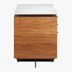 Fullerton 6-Drawer Walnut Wood Desk With White Marble Top -Home Series Shop FullertonMdlrDskW2DrwrsSDS18
