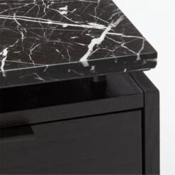 Fullerton 6-Drawer Black Oak Wood Desk With Black Marble Top -Home Series Shop FullertonModBkDkW2BkDrwAVF20 1