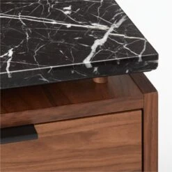 Fullerton 6-Drawer Walnut Wood Desk With Black Marble Top -Home Series Shop FullertonModBkDkWWlDrNLgAVF20 1