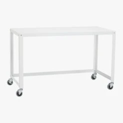 Go-Cart White Metal Desk On Wheels -Home Series Shop GoCartDeskWhite3QS13