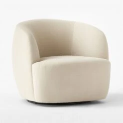 Gwyneth Warm White Velvet Swivel Chair -Home Series Shop GwynethCreamVlvtChair3QSSS23