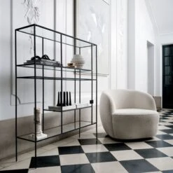 Euclidean Black Metal Etagere -Home Series Shop GwynethIvoryBoucleChairJN21 1x1
