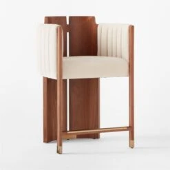 Half Moon Ivory Velvet Counter Stool -Home Series Shop HalfMoonCounterStool3QSSS22