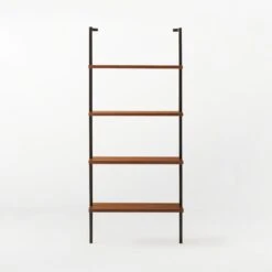 Helix Walnut Wood Wall Mount Bookshelf 70'' -Home Series Shop Helix70inWalnutBookcaseSOSSS21