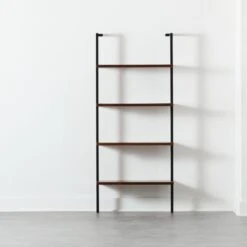 Helix Walnut Wood Wall Mount Bookshelf 70''