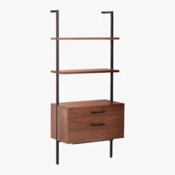 Helix 70" Walnut Bookcase With 2 Drawers -Home Series Shop HelixShortShlf2DrwWalnut3QS20