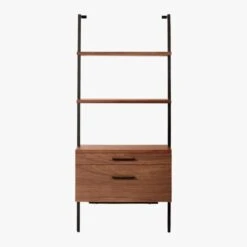 Helix 70" Walnut Bookcase With 2 Drawers -Home Series Shop HelixShortShlf2DrwWalnutSOS20