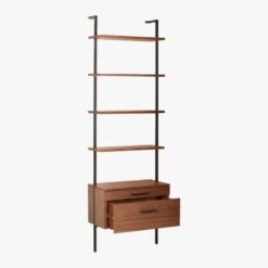 Helix 96" Walnut Bookcase With 2 Drawers -Home Series Shop HelixTallShlf2DrwWalnut3QAVS20