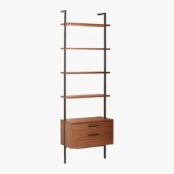 Helix 96" Walnut Bookcase With 2 Drawers -Home Series Shop HelixTallShlf2DrwWalnut3QS20