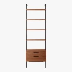 Helix 96" Walnut Bookcase With 2 Drawers -Home Series Shop HelixTallShlf2DrwWalnutSOS20
