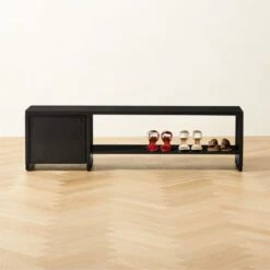 Hendricks Black Metal Shoe Storage Bench -Home Series Shop HendricksBlkShoeStorageROS23