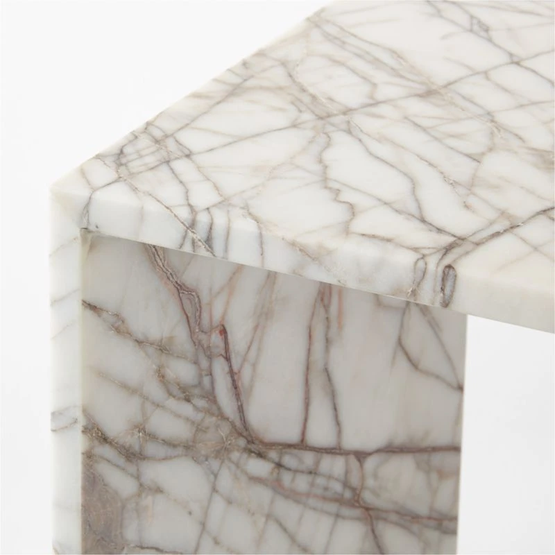 Ilise White Marble Outdoor Side Table 9 Ilise White Marble Outdoor Side Table - Image 7