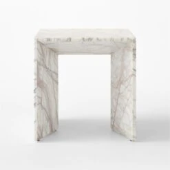 Ilise White Marble Outdoor Side Table 14 Ilise White Marble Outdoor Side Table -Home Series Shop IliseSideTableSOSSS23