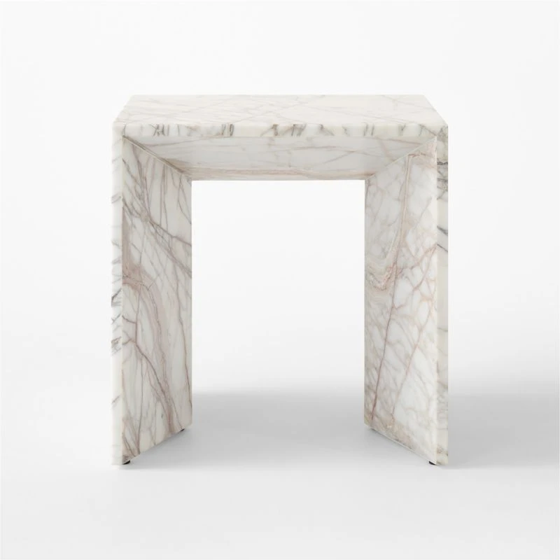 Ilise White Marble Outdoor Side Table 7 Ilise White Marble Outdoor Side Table - Image 5