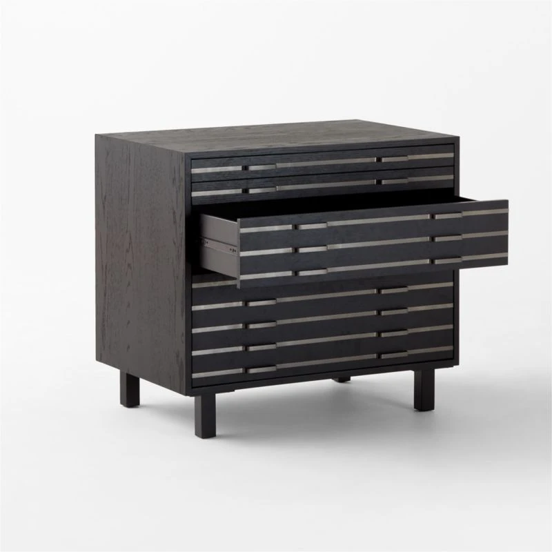 Inline Black Oak Wood 4-Drawer File Cabinet With Blackened Steel Handles 5 Inline Black Oak Wood 4-Drawer File Cabinet With Blackened Steel Handles - Image 3