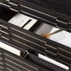 Inline Black Oak Wood 4-Drawer File Cabinet With Blackened Steel Handles 14 Inline Black Oak Wood 4-Drawer File Cabinet With Blackened Steel Handles -Home Series Shop InlineBlkFilingCabinetAVSHF23