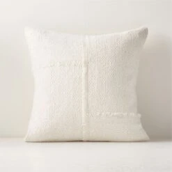 Intersect Ivory White Boucle Throw Pillow With Feather-Down Insert 20"