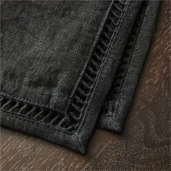 Eyelet Black Linen Napkin -Home Series Shop KMEyeletIBlackNapkinAV2SHS21