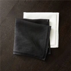 Eyelet Black Linen Napkin -Home Series Shop KMEyeletNapkinGroupSHS21