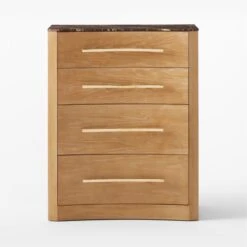 Kingsbury Tall 4-Drawer Curved Oak Wood Dresser With Marble Top -Home Series Shop KingsburyCrvdMrblChestSOSSF22