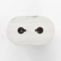 Liguria Oval White Marble Coffee Table With Black Marble Base -Home Series Shop LiguriaWtOvTpBkBsMbCfTblTOPSSF22