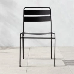 Luther Black Metal Outdoor Dining Chair