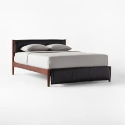 Maraba Black Leather Queen Bed -Home Series Shop MarabaLeatherQueenBed3QSSS22