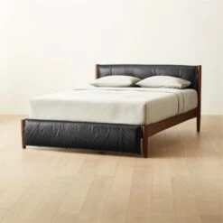 Maraba Black Leather Queen Bed -Home Series Shop MarabaLeatherQueenBedAVSHSS22