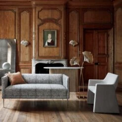 Foley Faux Mohair Grey Dining Armchair -Home Series Shop MaraisloveseatwithChromeJL20 1x1A