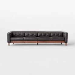Marconi 4-Seater Tufted Black Leather Sofa -Home Series Shop Marconi4StrBkLthTftdSofaSOSSF22