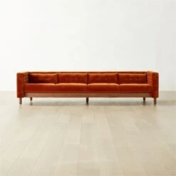 Marconi 4-Seater Tufted Rust Velvet Sofa