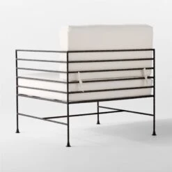 Marteau Black Iron Outdoor Lounge Chair With White Sunbrella® Cushions -Home Series Shop MarteauLoungeChair3QBSSS23