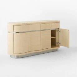 Milbrae Curved Grasscloth Credenza -Home Series Shop MilbraeRttnCrvdCredenza3QAVSSS23