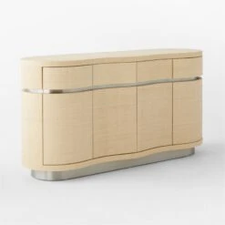 Milbrae Curved Grasscloth Credenza -Home Series Shop MilbraeRttnCrvdCredenza3QSSS23