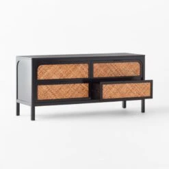 Miri 4-Drawer Black Cane Dresser -Home Series Shop MiriLowDresser3QAVSSF21