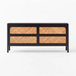 Miri 4-Drawer Black Cane Dresser -Home Series Shop MiriLowDresserSOSSF21