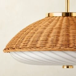 Moro Polished Brass And Rattan Pendant Light -Home Series Shop MoroRttnNGlsPendantAVSHS23