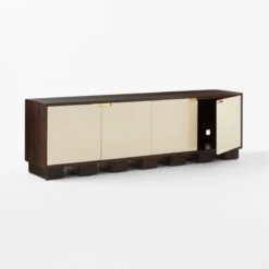 Moti Brown And White Mango Wood Media Console -Home Series Shop MotiMediaCredenza3QAVSSS23