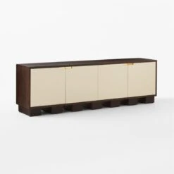 Moti Brown And White Mango Wood Media Console -Home Series Shop MotiMediaCredenza3QSSS23