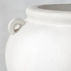 Myla White Terracotta Indoor/Outdoor Planter Bowl With Handles Large -Home Series Shop MylaPlanterVaseWhiteAV2SHS23
