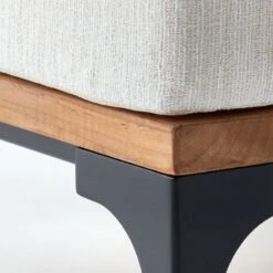 Naya 4-Piece Cast Iron And Teak Sectional Sofa With Ivory Sunbrella ® Cushions -Home Series Shop NayaTeakNCastIronSectAVSSS21