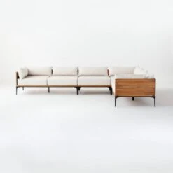 Naya 4-Piece Cast Iron And Teak Sectional Sofa With Ivory Sunbrella ® Cushions -Home Series Shop NayaTeakNCastIronSectSOSSS21