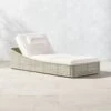 Nino Ivory Rattan Outdoor Chaise Lounge With Ivory Boucle Sunbrella® Cushions