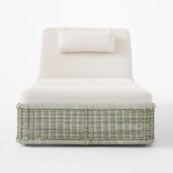 Nino Ivory Rattan Outdoor Chaise Lounge With Ivory Boucle Sunbrella® Cushions -Home Series Shop NinoChaiseSOSSS23