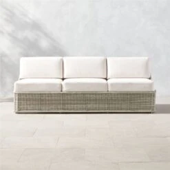 Nino Ivory Rattan Outdoor Sofa With Ivory Boucle Sunbrella® Cushions